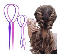 Vrose Flosi Topsy Tail - Hair Pull Through & Loop Styling Tool - Ponytail Maker & French Braid Loop - Women's Hair Styling Gifts - Braiding Supplies (Pink+Purple)