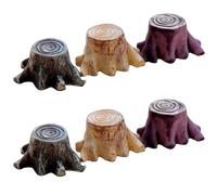 VrotQyn 6 Pcs Mini Tree Stump Decor, Resin Fairy Garden Miniature Figurines | 6 artificial resin tree stump ornaments for terrariums, gnome displays and enchanted forest themed home decoration