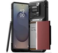 VRS DESIGN Damda Glide DuoGuard for Galaxy S25 Ultra Case (2025), Premium Sturdy Fully Covered Camera Lens Protection Cover Card Holder Wallet Case (Logo Red)