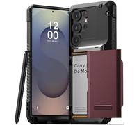 VRS DESIGN Damda Glide Pro Card Holder Case for Galaxy S25 Ultra (2025), Sturdy Semi Auto Card Slot Wallet [4 Cards] Case Designed for S25Ultra (2025) Metallic Red