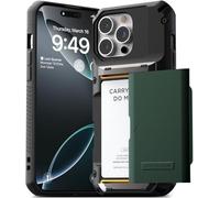 VRS DESIGN Damda Glide Pro Card Holder Case for iPhone 16 Pro Max (2024), Sturdy Semi Auto Card Slot Wallet [4 Cards] Case Designed for iPhone 16 Pro Max (2024) Metallic Green