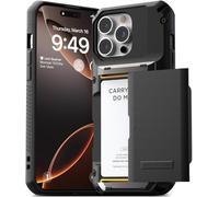 VRS DESIGN Damda Glide Pro Card Holder Case for iPhone 16 Pro Max (2024), Sturdy Semi Auto Card Slot Wallet [4 Cards] Case Designed for iPhone 16 Pro Max (2024) Matte Black