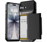 VRS DESIGN Damda Glide Pro Card Holder Case for iPhone 17 (2025), Sturdy Semi Auto Card Slot Wallet [4 Cards] Case Designed for iPhone 17 (2025) Matte Black