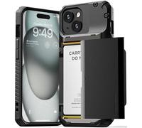 VRS DESIGN Damda Glide Pro iPhone 15 Case, Sturdy Semi-Auto Wallet with 4 Card Slots, Compatible with iPhone 15 Case (2023), Logo Black