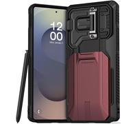 VRS DESIGN Origin Fit Case for Galaxy S25 Ultra (2025), Slim Wallet Card Holder [3 Cards] with Camera Cover, Minimalist Durable Design (Metallic Red)