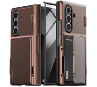 VRS DESIGN Phone Case for Samsung Galaxy Z Fold 7 (2025) [Terra Guard Modern GO] Wallet Case Holds 2 Cards, Hinge Protection with Built-in Screen Protector (Dark Brown)