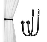 VRSS Wall Mount Curtain Tiebacks Drapery Holdbacks Curtain Holdback Hooks 6" L x 3" W Simple Style (2pcs Black)