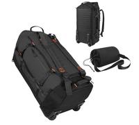 Vrtisa 85L 29“ Foldable Rolling Backpack with Wheels, Soft-side Travel Duffle Bag with Separate Shoe Compartment, Full Quilted Bottom, Black, Casual