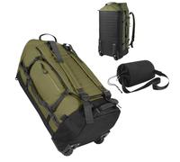 Vrtisa 85L 29“ Foldable Rolling Backpack with Wheels, Soft-side Travel Duffle Bag with Separate Shoe Compartment, Full Quilted Bottom, Army Green, 14.2"H x 12.6"W x 29.5"L, Casual