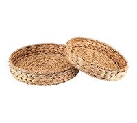 Vrttlkkfe 2Pcs Round Braided Made of Seagrass Water Hyacinth Set 33cm + 28cm Diameter Fruit Bowl