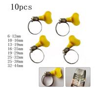VRTYVEYBB For Jubilee Clips hose clamps, stainless steel, 8 mm wide, adjustable 6-38 mm, with plastic handle, 10 pieces, silver + yellow