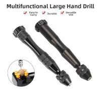 VRTYVEYBB Hand drill made of aluminum alloy for resin & wood - 3-jaw chuck, non-slip surface, drill bit storage