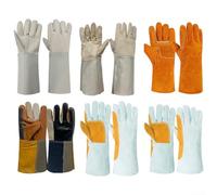 VRTYVEYBB Heavy Duty Leather Welding Gloves with Soft Cotton Lining for Enhanced Comfort in Extreme Environments (F)