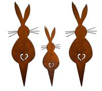 VRTYVEYBB Outdoor Iron Bunny Sculpture Perfectly Suited for Adding a Festive Touch to Gardens During the Easter Season (2 big and 1 small)