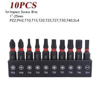 VRTYVEYBB Torx screwdriver bit, 25 mm, for T7-T40 star bits, magnetic head, 1/4-inch shank (6.35 mm), 10-piece set