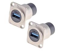 VRTYVEYBB USB 3 0 D Type Female Coupler Set of 2, Perfect for Direct Panel Installation and Data Transfer (Sliver)