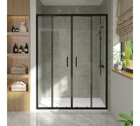 Vruc 1500X1900mm Shower Enclosure Sliding Door Black