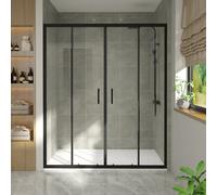 Vruc 1600X1900mm Shower Enclosure Sliding Door Black