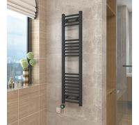 Vruc Anthracite Curved Prefilled Electric Heated Towel Rail Radiator 1200X300mm With 600W Thermostatic Wifi Heating Element