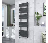 Vruc Anthracite Flat Panel Prefilled Electric Heated Towel Rail Radiator 1600X450mm With Thermostatic Heating Element
