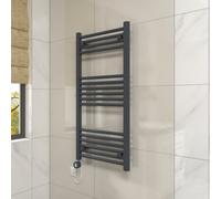 Vruc Anthracite Straight Prefilled Electric Heated Towel Rail Radiator 1000X500mm With 600W Thermostatic Wifi Heating Element