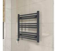 Vruc Anthracite Straight Prefilled Electric Heated Towel Rail Radiator 600X600mm With 400W Thermostatic Wifi Heating Element