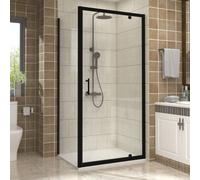 Vruc Bathroom Shower Enclosure Pivot Door With Side Panel 1000 X 700mm Matt Black