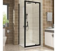 Vruc Bathroom Shower Enclosure Pivot Door With Side Panel 800 X 700mm Matt Black