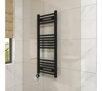 Vruc Black Straight Prefilled Electric Heated Towel Rail 1000X400mm With 400W Thermostatic Heating Element