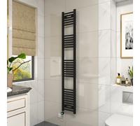 Vruc Black Straight Prefilled Electric Heated Towel Rail 1800X300mm With 800W Thermostatic Heating Element