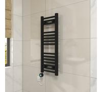 Vruc Black Straight Prefilled Electric Heated Towel Rail 800X300mm With 400W Thermostatic Heating Element