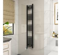 Vruc Black Straight Prefilled Electric Heated Towel Rail Radiator 1600X300mm With 800W Thermostatic Wifi Heating Element