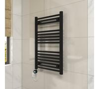 Vruc Black Straight Prefilled Electric Heated Towel Rail Radiator 800X500mm With 400W Thermostatic Wifi Heating Element