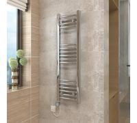 Vruc Chrome Curved Prefilled Electric Heated Towel Rail Radiator 1000X300mm With 400W Thermostatic Wifi Heating Element