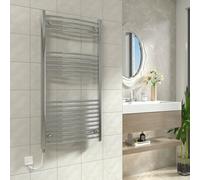 Vruc Chrome Curved Prefilled Electric Heated Towel Rail Radiator 1200X600mm With Manual Heating Element