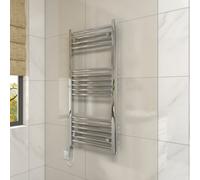 Vruc Chrome Straight Prefilled Electric Heated Towel Rail 1000X500mm With 600W Thermostatic Heating Element