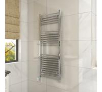 Vruc Chrome Straight Prefilled Electric Heated Towel Rail 1200X500mm With 600W Thermostatic Heating Element