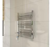 Vruc Chrome Straight Prefilled Electric Heated Towel Rail 600X500mm With 400W Thermostatic Heating Element