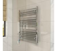 Vruc Chrome Straight Prefilled Electric Heated Towel Rail 800X600mm With 400W Thermostatic Heating Element