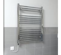 Vruc Chrome Straight Prefilled Electric Heated Towel Rail 800X600mm With Manual Heating Element