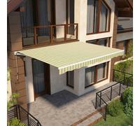 VRUC Retractable Awning Outdoor Sun Shade Canopy Manual Shelter, 4 X 3M Yellow Stripe