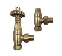Vruc Traditional Thermostatic Antique Design Angled Radiator Valves Brushed Brass