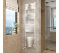 Vruc White Curved Prefilled Electric Heated Towel Rail Radiator 1800X500mm With 800W Thermostatic Wifi Heating Element