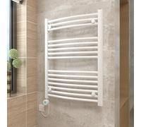 Vruc White Curved Prefilled Electric Heated Towel Rail Radiator 800X600mm With 400W Thermostatic Wifi Heating Element