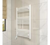 Vruc White Straight Prefilled Electric Heated Towel Rail Radiator 1000X600mm With 600W Thermostatic Wifi Heating Element