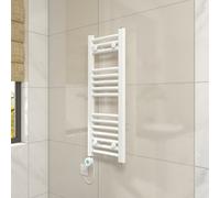 Vruc White Straight Prefilled Electric Heated Towel Rail Radiator 800X300mm With 400W Thermostatic Wifi Heating Element
