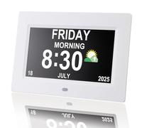 Vruelia - 7" Digital Alarm Clock with Large Display | 8 Personalized Alarms & Medication Reminders | Computer/Wall Dementia Clock for Elderly with Easy