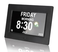 Vruelia - 7" Digital Alarm Clock with Large Display | 8 Personalized Alarms & Medication Reminders | Computer/Wall Dementia Clock for Elderly with Easy