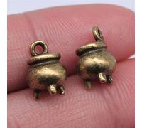 VRUESH 30pcs 3 Colors Halloween Witch Cauldron Cooking Pot Censer Charm Metal Charms For Making 9x12mm-Antique Bronze Plated