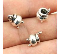 VRUESH 30pcs 3 Colors Halloween Witch Cauldron Cooking Pot Censer Charm Metal Charms For Making 9x12mm-Antique Silver Plated